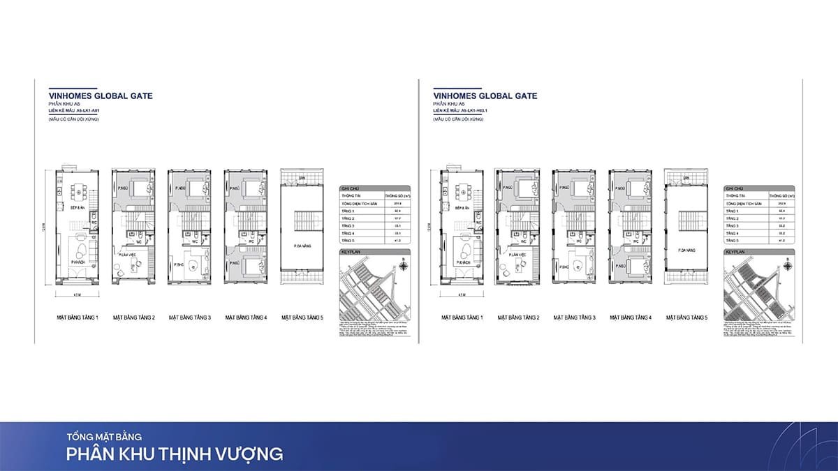 Mặt bằng Liền kề phân khu Thịnh Vượng