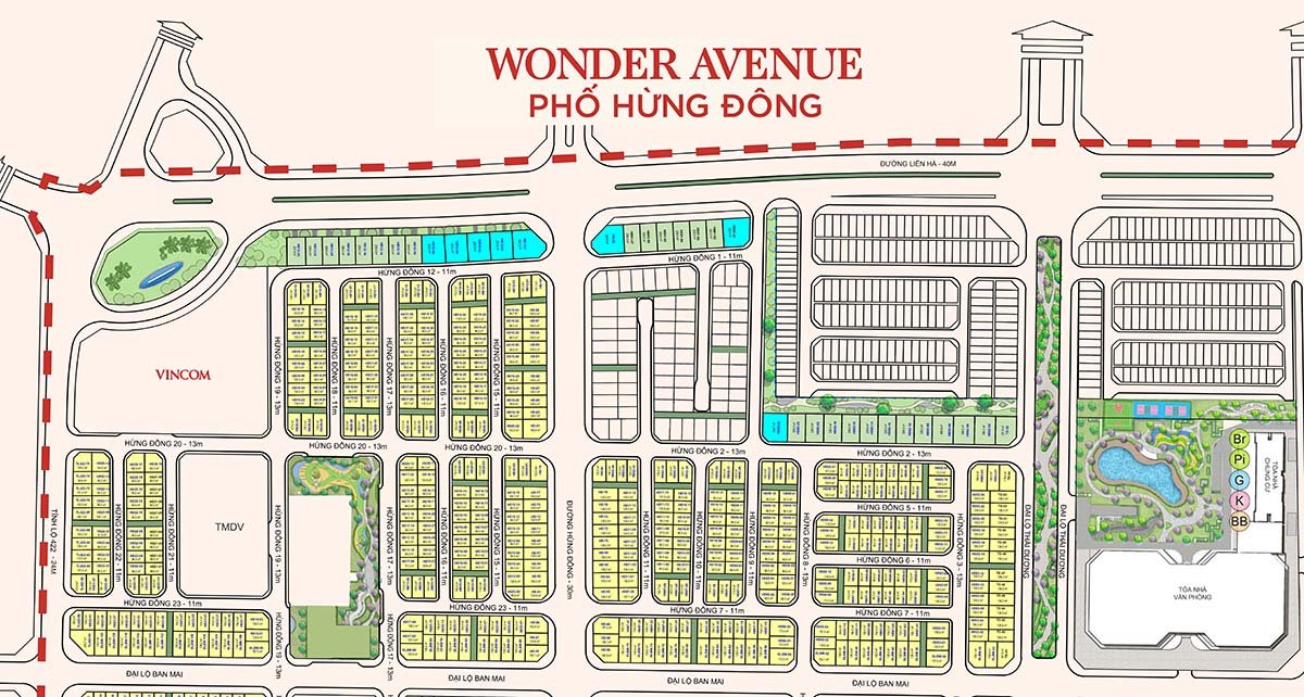 Vị trí biệt thự song lập Vinhomes Wonder City Đan Phượng (Phân khu Hừng Đông)